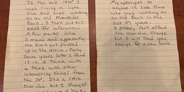 In an envelope, librarians found a letter from an anonymous sender — along with $200 in cash. The book the person returned was 47 years overdue.