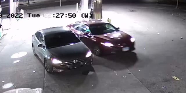 The suspects fled in two cars that were also caught on video