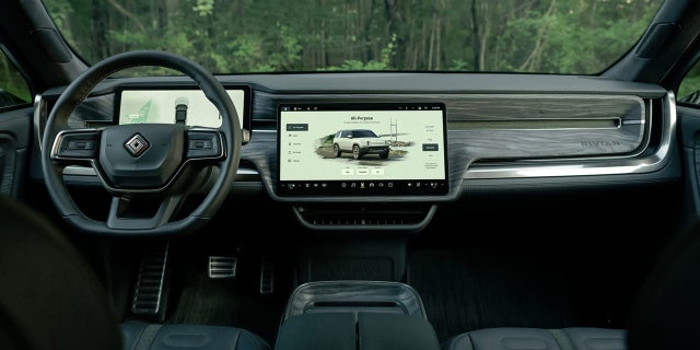  The interior is trimmed in vegan leather and sustainably sourced wood.