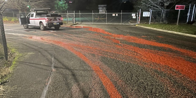 Deputies said cars may have been splashed with the red liquid.
