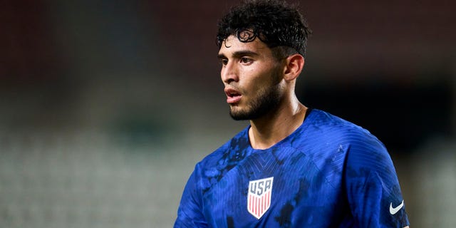 Ricardo Pepe uit de Verenigde Staten tijdens de internationale vriendschappelijke wedstrijd met Saoedi-Arabië in het Nueva Condomina Stadium op 27 september 2022 in Murcia, Spanje.