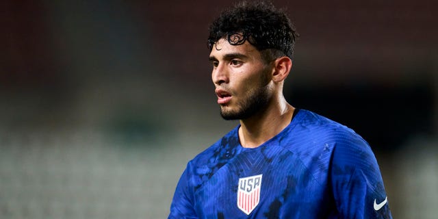 Ricardo Pepi of the United States looks on during the international friendly match with Saudi Arabia at Estadio Nueva Condomina on Sept. 27, 2022, in Murcia, Spain.