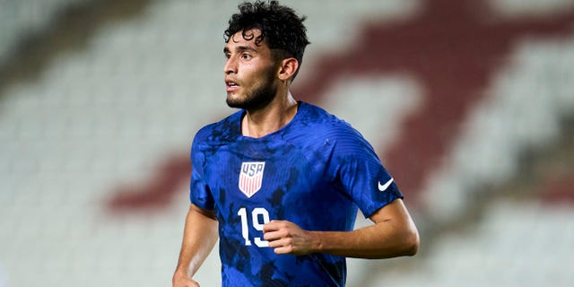 Ricardo Pepi of the United States looks on during the international friendly match with Saudi Arabia at Estadio Nueva Condomina on Sept. 27, 2022, in Murcia, Spain.