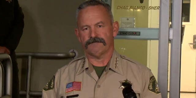 Riverside County Sheriff Chad Bianco speaks to media outlets following the line-of-duty death of Deputy Isaiah Cordero Thursday, Dec. 29, 2022.