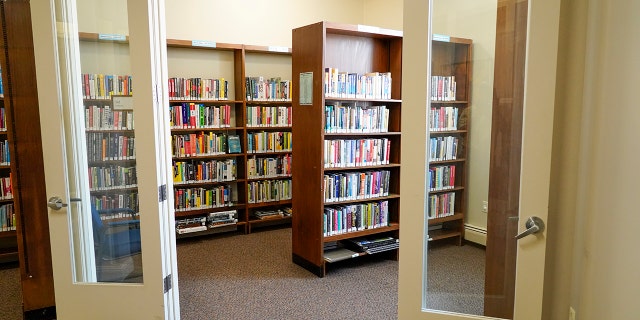 room with shelves of books at lake elmo washington county public library