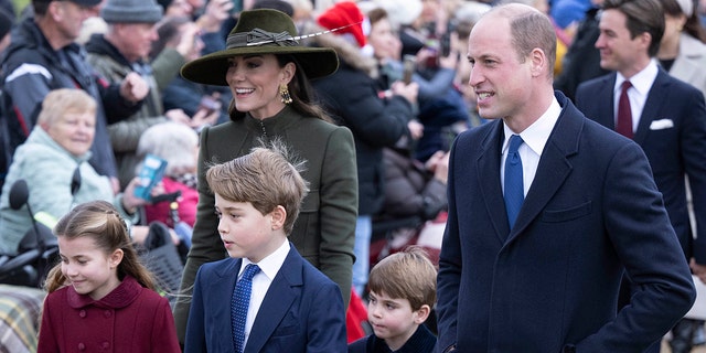 Prince William and Catherine, Princess of Wales with Prince George, Princess Charlotte and Prince Louis be  the Christmas Day work  astatine  St Mary Magdalene Church.