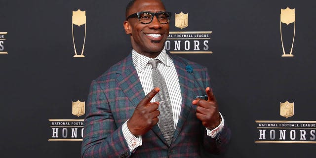 Shannon Sharpe poses for photos on the red carpet at the NFL Honors Feb. 2, 2019, at the Fox Theatre in Atlanta.