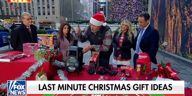 Bedell showed off a rolling Bluetooth speaker, which retails for $29 at Home Depot.