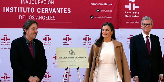 Spanish Queen Letizia attends the inauguration and plaque unveiling of The Instituto Cervantes in Los Angeles, California, on Dec. 13, 2022.