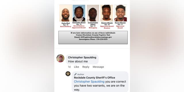 Christopher Spaulding asked the sheriff's department on Facebook why he wasn't on their most wanted list. 