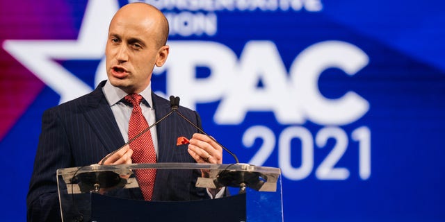 Former White House senior adviser and director of speechwriting Steven Miller speaks during the Conservative Political Action Conference, held at the Hilton Anatole in Dallas, on July 11, 2021. 