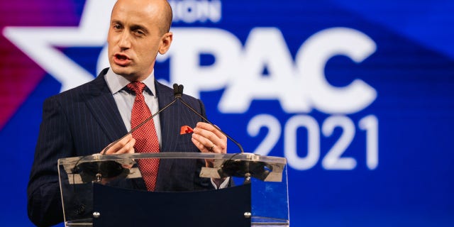 Former White House senior adviser and director of speechwriting Steven Miller speaks during the Conservative Political Action Conference, held at the Hilton Anatole in Dallas, on July 11, 2021.