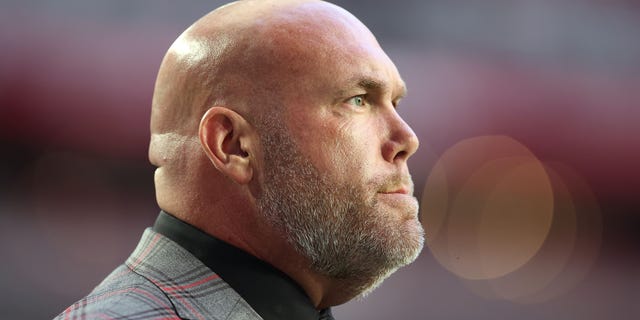 General Manager Steve Keim of the Arizona Cardinals watches pregame warm-ups prior to the game against the New Orleans Saints at State Farm Stadium on October 20, 2022 in Glendale, Arizona.