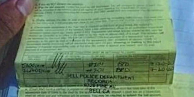 A ticket that was forged with the name of a California Highway Patrol officer. On Wednesday, California authorities revealed a large 