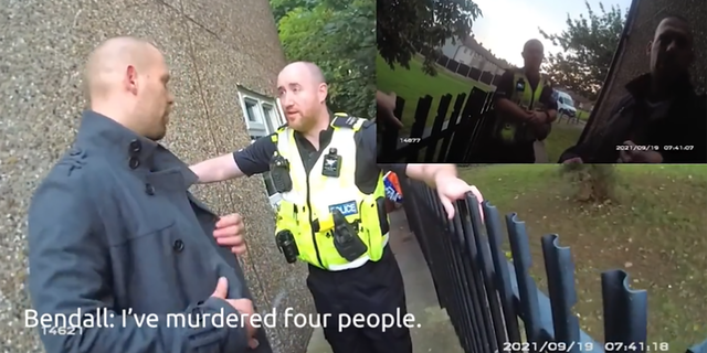 Damien Bendall admits to UK police officers, "I've murdered four people."