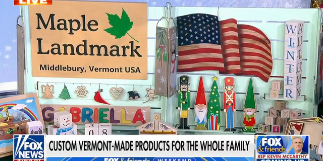 Maple Landmark, based in Middlebury, Vermont, produces "all kinds of things: toys, games, gifts, decorations," said Andrew Rainville on "Fox and Friends Weekend" on Saturday. 