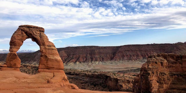 Delicate Arch is seen at Arches National Park on April 25, 2021, near Moab, Utah.