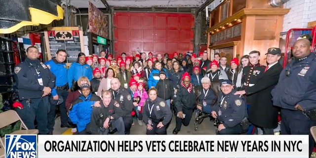 A group shot of a previous Hope for the Warriors trip for military veterans in New York City to watch the ball drop on New Year's Eve.