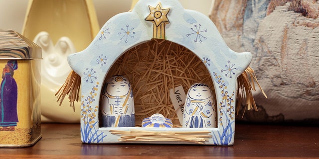 This Vietnamese Nativity scene in Michael Zahs' collection of sets depicts Jesus, Mary and Joseph. 