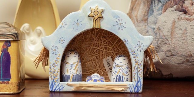 This Vietnamese Nativity scene in Michael Zahs' collection of sets depicts Jesus, Mary and Joseph.