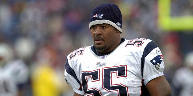 New England Patriots linebacker Willie McGinest on the sideline during a game against the Buffalo Bills at Ralph Wilson Stadium in Orchard Park, New York on December 11, 2005. New England won the game 35-7. 