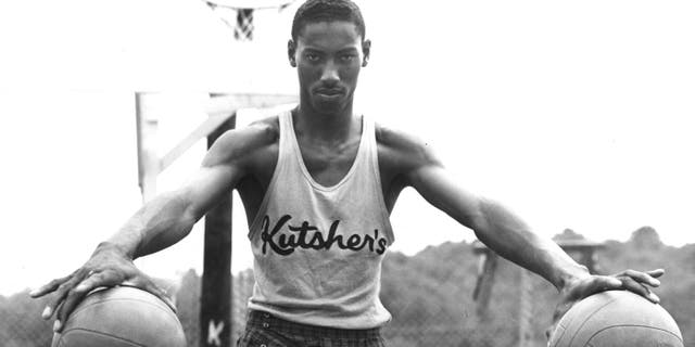 Wilt Chamberlain high school player in 1958. 