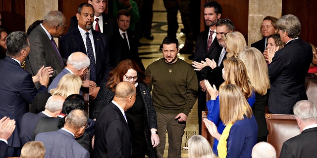 Volodymyr Zelenskyy arrives to speak during a joint meeting of Congress at the U.S. Capitol on Dec. 21, 2022.