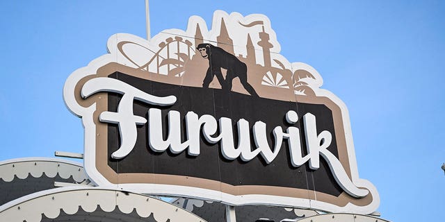 Staff at Furuvik Zoo in Sweden had to euthanize four chimpanzees after they escaped their enclosure on December 14.  Pictured: A sign above the main entrance to Furuvik Zoo.