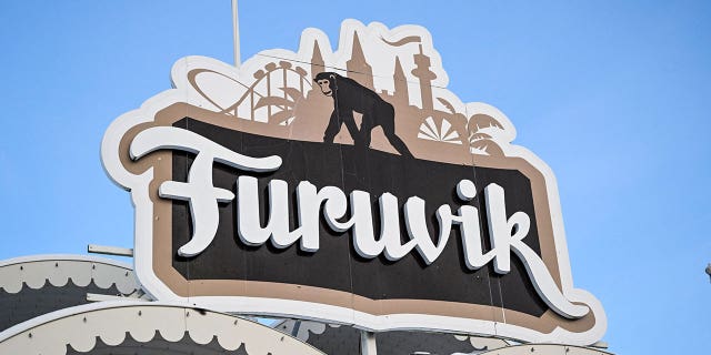 Staff at Furuvik Zoo in Sweden had to euthanize four chimpanzees after they escaped their enclosure on December 14. Pictured: A sign above the main entrance to Furuvik Zoo.