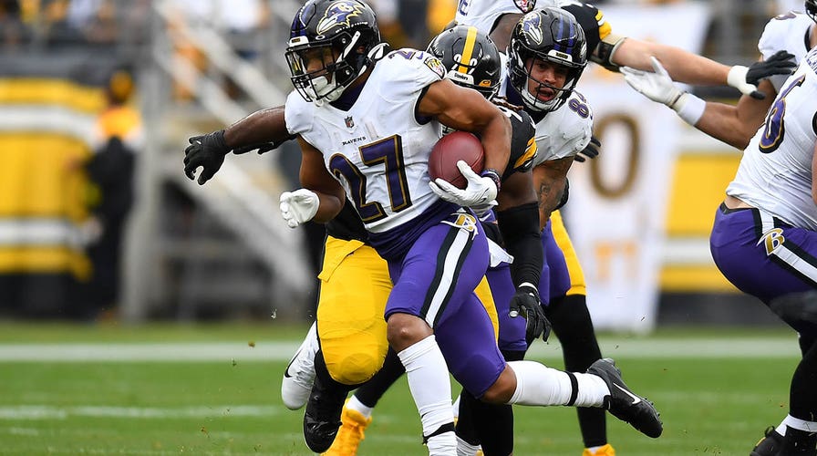 JK Dobbins rushes for over 100 yards with TD, Ravens skirt by rival Steelers