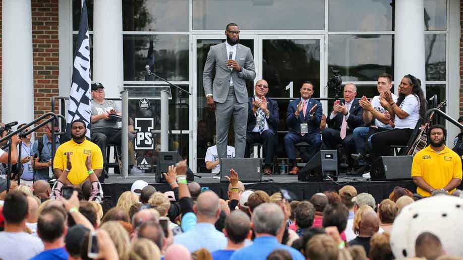 LeBron at opening of his school