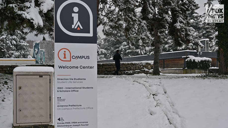 Grenoble, France campus exerior shots during snowy day