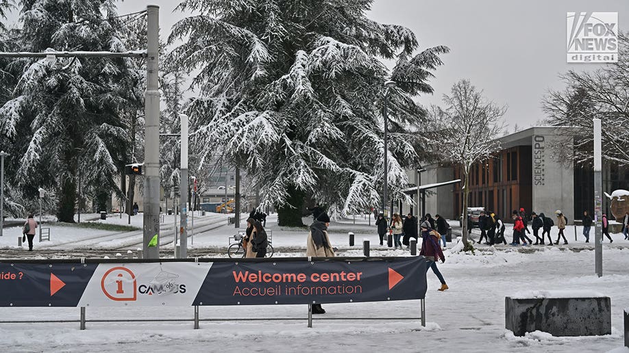 Grenoble, France campus exerior shots during snowy day