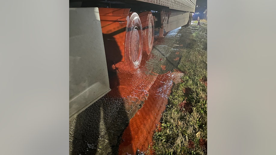 truck covered in liquid