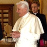 Pope Benedict with former First Lady Laura Bush