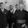 Joseph Ratzinger (L), takes the oath of allegiance to the Bavarian constitution on 05.26.1977 in Munich before former Prime Minister Alfons Goppel (R). On 05.27.1977 Ratzinger officially took over his office as successor of the deceased Cardinal Julius Döpfner.