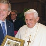 Bush with Pope Benedict holding photo