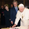 Pope Benedict points to book with Bush