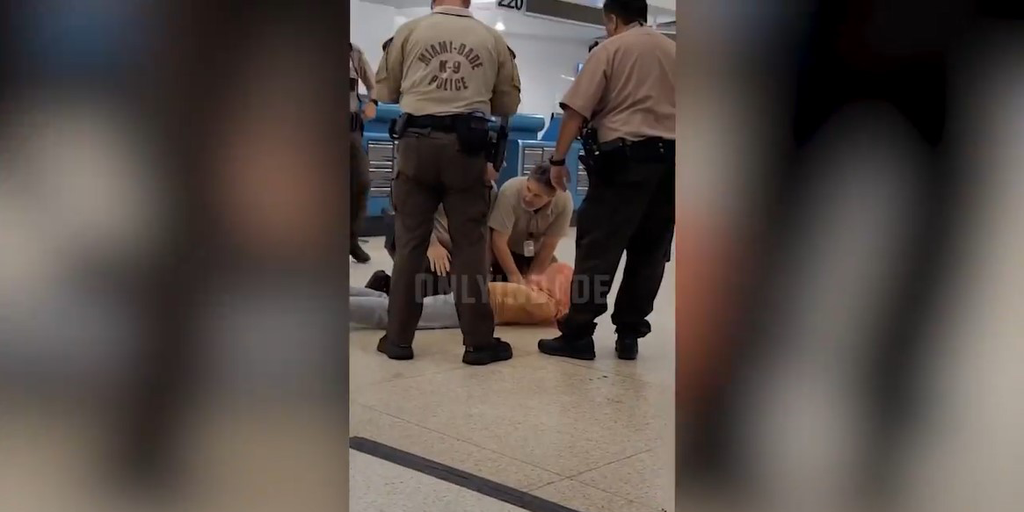 Florida police break up wild fight between two women and airline employee, file charges: video