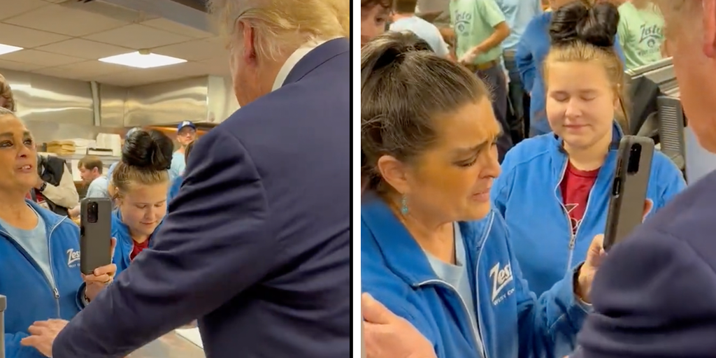 Trump seen praying with South Carolina restaurant employee during campaign stop