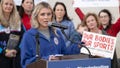 Former University of Kentucky swimmer Riley Gaines speaks during a rally on Thursday, Jan. 12, 2023, outside of the NCAA Convention in San Antonio.