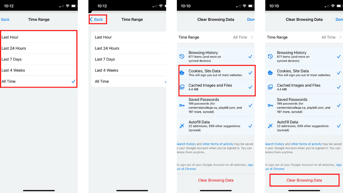 Instructions to clear cache and cookies