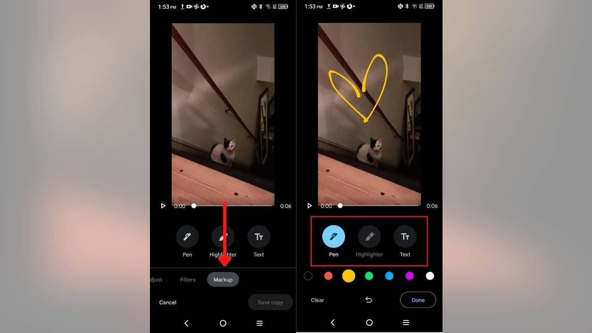 android video drawing and highlighting