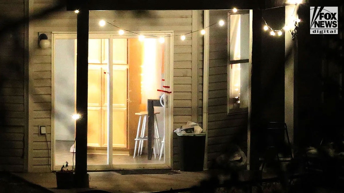 A view of the sliding glass door in the rear of 1122 King Road, Moscow, Idaho, on Nov. 14, 2022. The door was reportedly used by Bryan Kohberger to exit the residence after he allegedly killed four University of Idaho students.