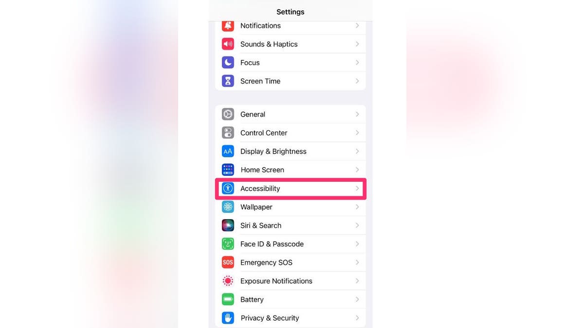 Screenshot of iOS settings.