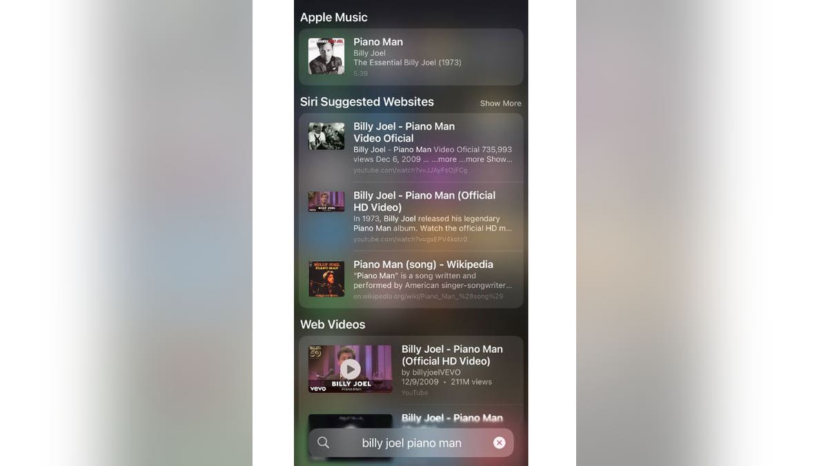 Screenshot of the Apple Music screen on an iPhone.