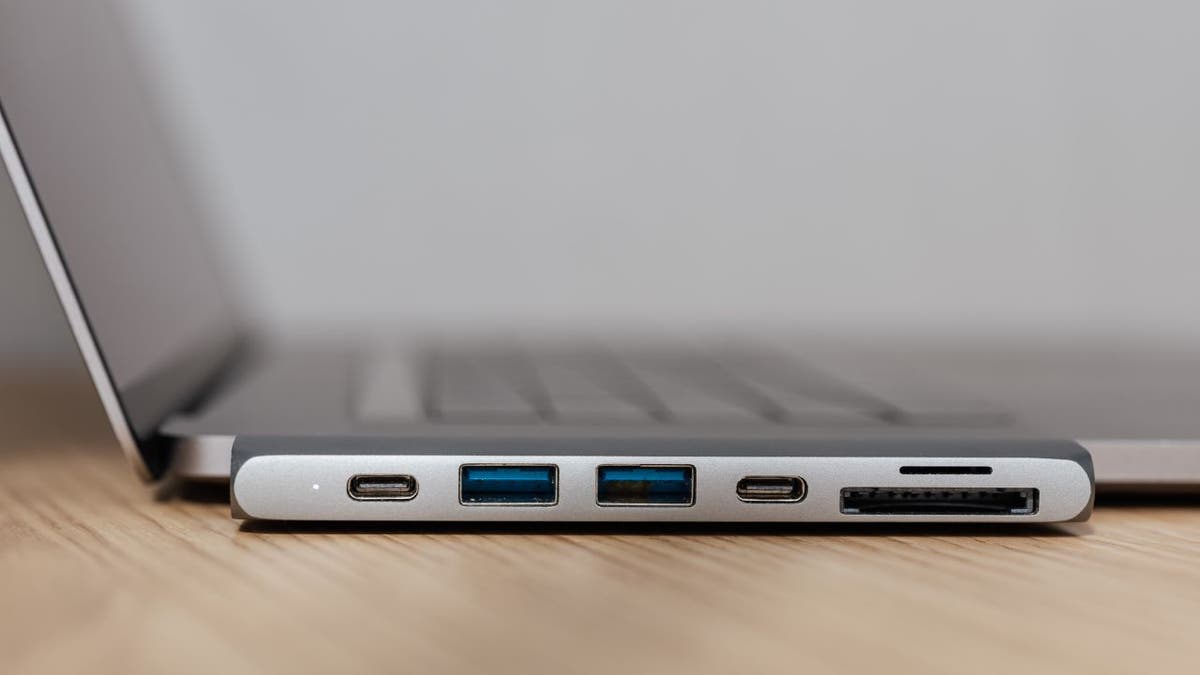 Laptop ports seen from a side angle