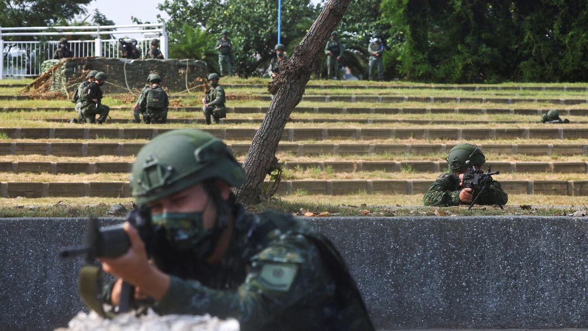 Taiwanese soldiers during military exercises.