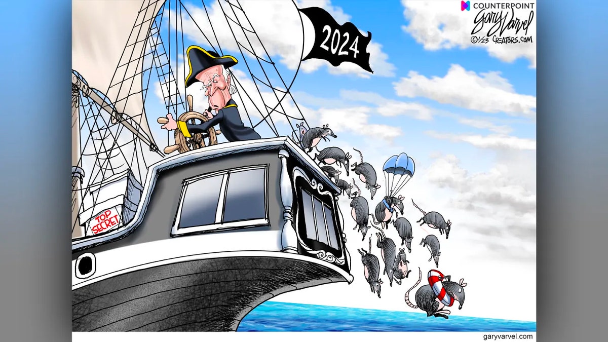 Political cartoon poking fun at Biden