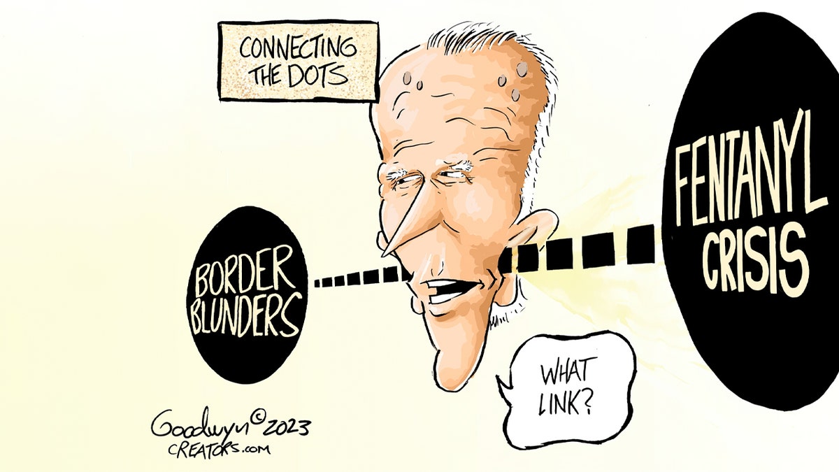 Political cartoon about Biden and the border crisis